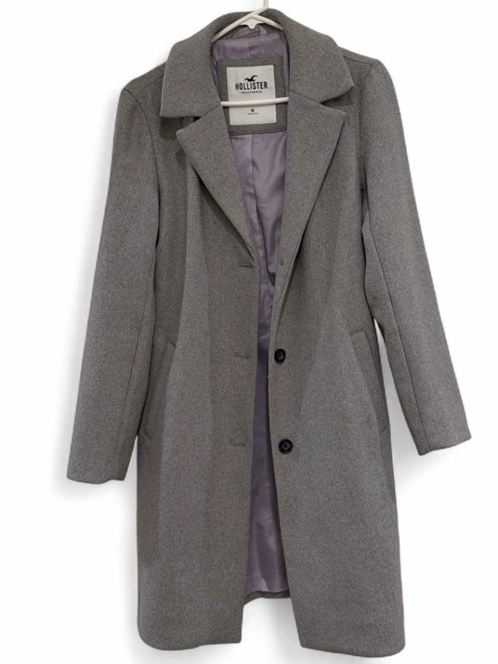 Hollister Women's Gray Wool-Blend Trench Coat